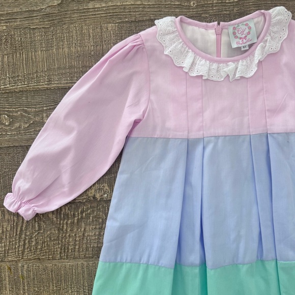 Cecil and Lou Pastel Colorblock Lace Collar Dress Size 4 - Picture 4 of 9